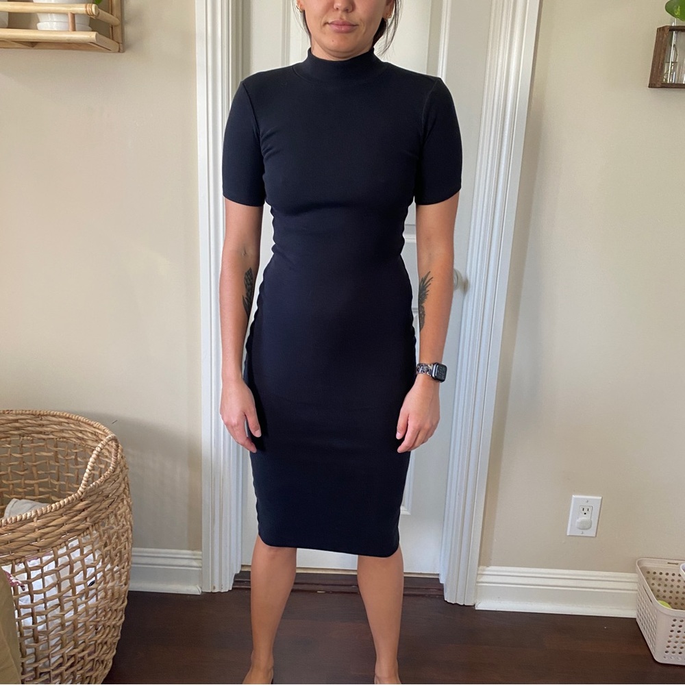 Fitted Rib mock neck midi Zara dress Size Small